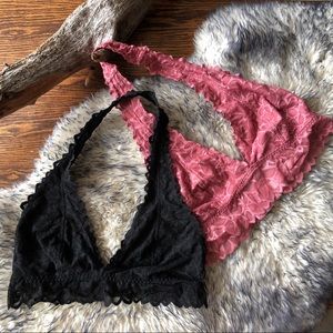 Pink by Victoria Secret| Two Halter Top Bralettes
